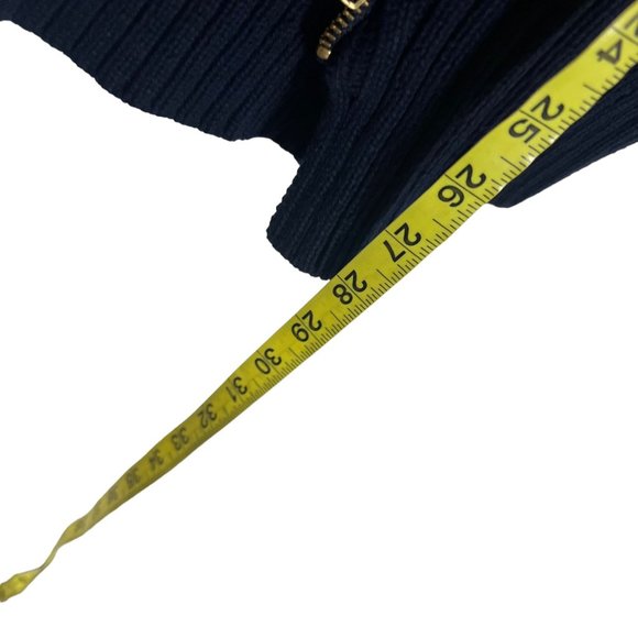 CAbi Deep Blue Cable Knit Double Zip Pullover Sweater Medium - Picture 6 of 8